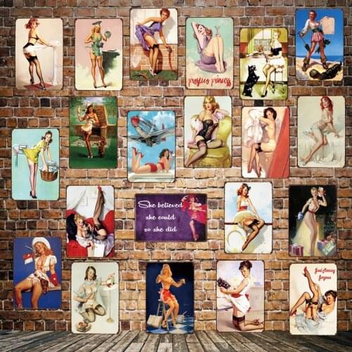 [ WellCraft ] PIN UP Vintage Sexy Metal Sign Wall Plaque Custom Painting Antique Gift Pub Room Decor LT-1713