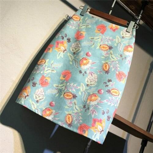 2021 Women Autumn Winter Casual Print Floral Skirts Female Loose High Waist A-line Short Falda Lady Elegant Oversize Skirts G291