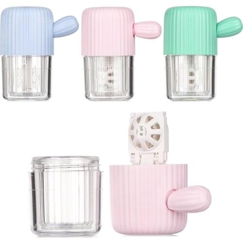 1PC Fashion Candy Color Contact Lens Washer Cartoon Cactus Soaking Box Stretch Manual Glasses Clean Tools Travel Accessories