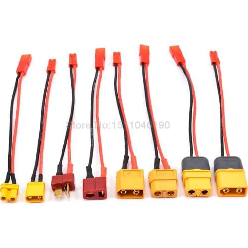 1PCS XT30 XT60 XT60H 22AW T plug Male / Female Connector to JST plug Charger Adapter LiPo Battery Model Charging Converter Lead
