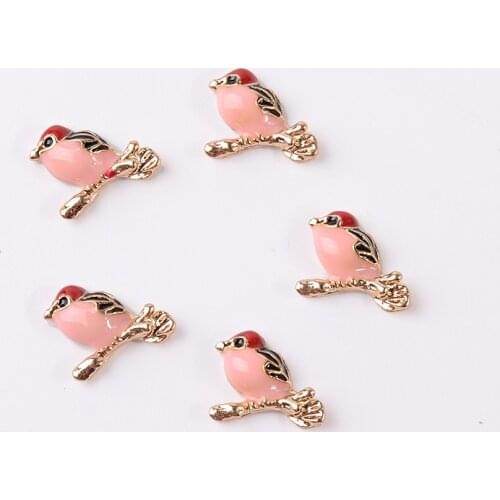 10 Pieces 13*11mm Metal Enamel Bird Ornaments Bridal Wedding Diy Jewelry Accessories
