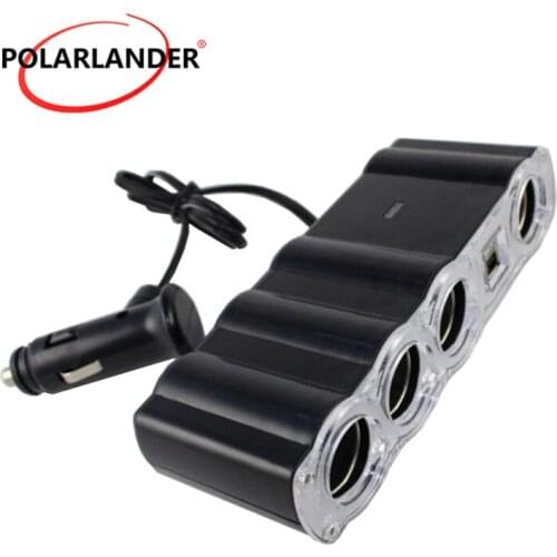 12V 4 Way Auto Multi Socket Extender Splitter Dual USB Plug Adapter Charger Car Cigarette Lighter For Universal Car