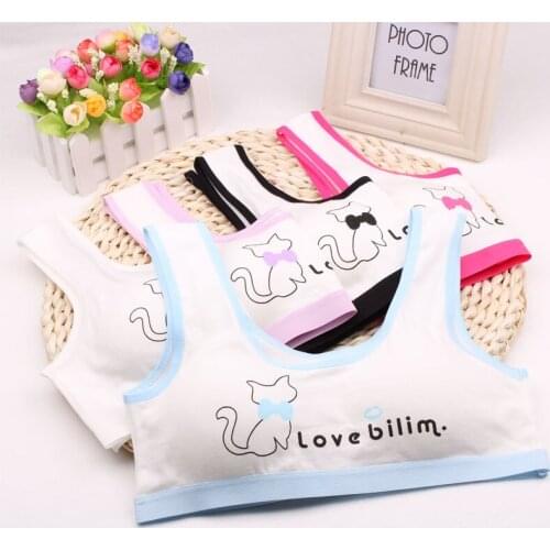 5Pcs/lot Children Girls Printing Underwear Vest Underclothes Sport Undies Bra 8-14Years