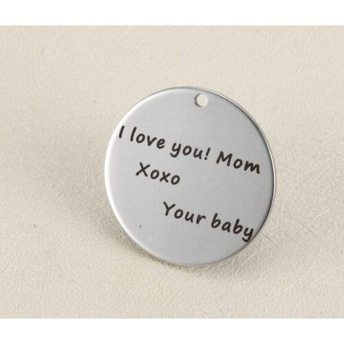 20pcs 25mm Diy accessories Charm to the mothers day I love you Mom Xoxo Your baby stainless steel engraving pendants