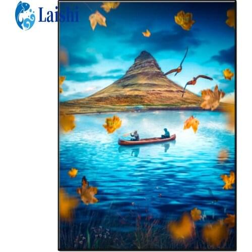 DIY Diamond Painting Maple leaves, natural lake scenery Full Square/Round Drill Diamond Embroidery Sale Diamond Home Decor Gift