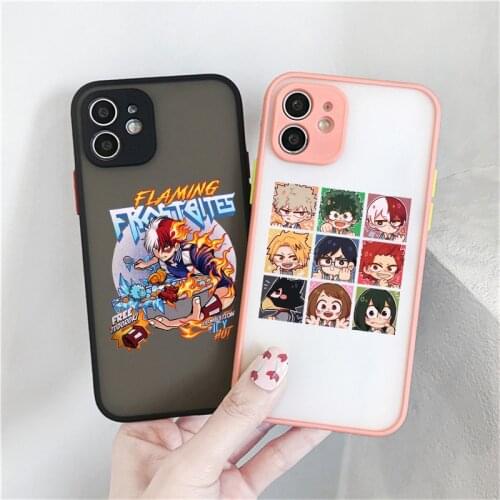 My Hero Academia Cute Anime Clear Phone Case For iPhone 12 Pro Max 11 XR XS X SE20 7 8 6Plus Cartoon Hard Matte Cover Fundas Bag
