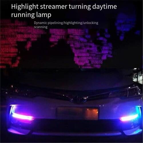 Automobile start scanning LED daytime running lamp light guide strip two-color colorful streamer turn signal width indicator