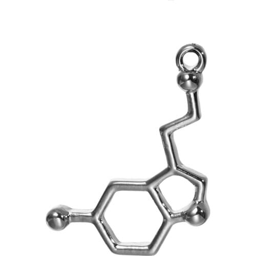 DoreenBeads 10PCs Chemical Element Charm Pendants Serotonin Silver Color Metal Pendant Handmade for DIY Accessories 25*13mm