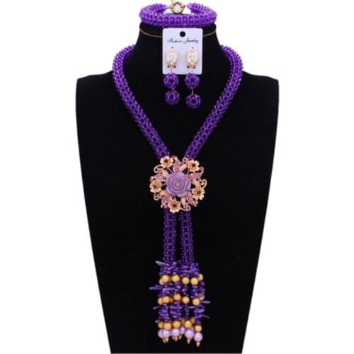 Dudo Jewelry Bridal Jewelry Sets Purple With Coral Dubai Necklace Set One Layer African Beads Nigerian Wedding Gift Jewelry Set