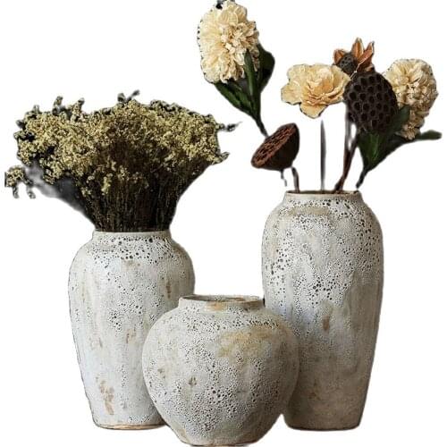 Retro Jingdezhen Ceramic Vase Large Floor Vase Flower Pot Luxury White Vases Nordic Modern Home Decor Living Room Decoration