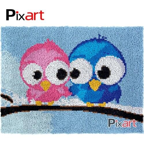 Latch Hook Rug Cartoon Owls Crocheting Wall Tapestry Kits DIY Carpet Rug Chunky Yarn Needlework Knitted Floor Mat Hobby & Crafts