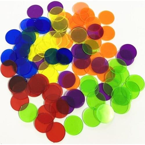 100Pcs 1.5cm Plastic Poker Chips Casino Bingo Markers for Fun Family Club Carnival Bingo Game 4 Colors