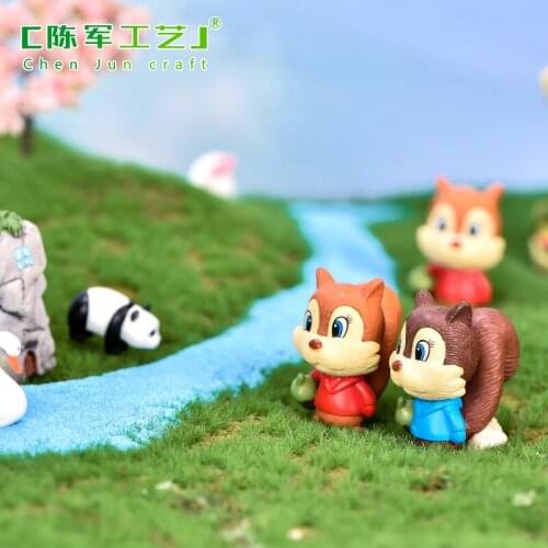 Cute Squirrel Figurine Model Garden Fairy Ornament Glass DIY Accessories Home Decoration Decor Miniature Toy Craft