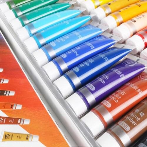 12/24 Colors Acrylic Paint Set Color Paint For Fabric Clothing For Kids Drawing 15ML Glass Painting Waterproof Art Supplies J6J6
