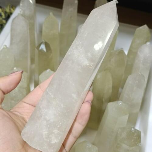15-17cm 1pc Natural quartz crystal hand polished yellow tea wand point healing decoration