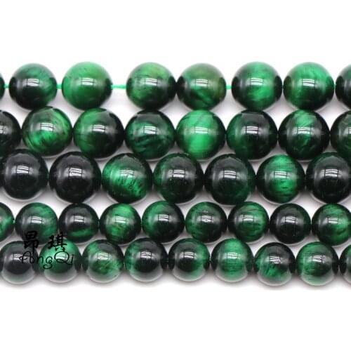 Natural Stone Green Tiger Eye Agates Round Loose Beads 4 6 8 10 12mm Pick Size For Jewelry Making DIY Bracelet Necklace 15inches