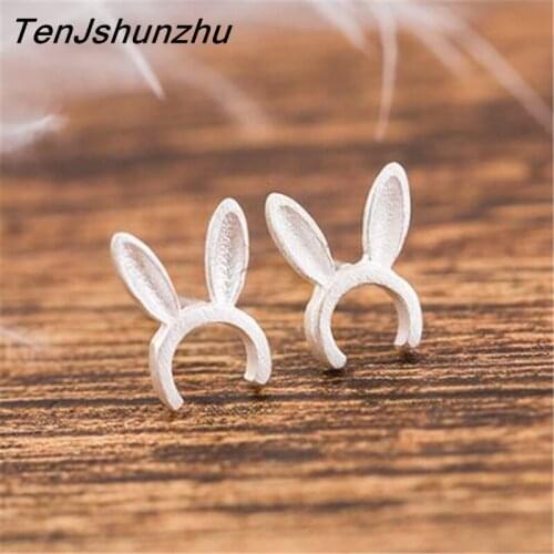 New Drop Shipping Silver Color Rabbit Stud Earrings For Women Girls Prevent allergy Jewelry