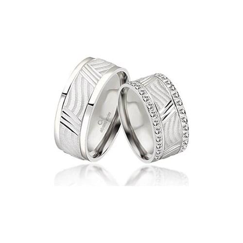 Watercourse Cnc Pattern 925 Sterling Silver Couple Wedding Rings