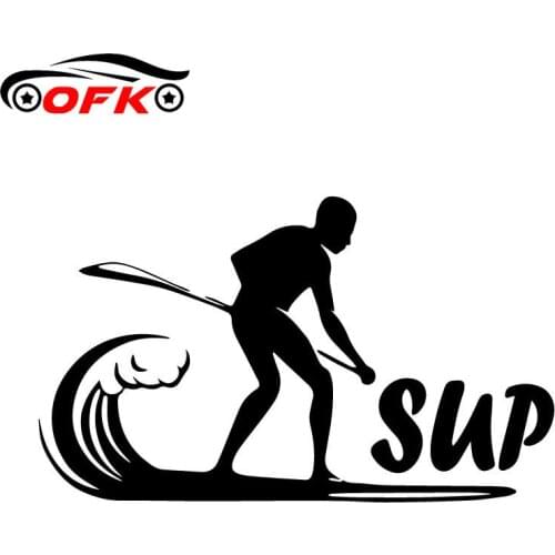 OFK 17CM*10.1CM Stand Up Paddling Paddleboarding SUP Decor Vinyl Car Styling Car Sticker Black/Silver