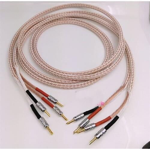 Pair 12TC Hifi Speaker Cable High Quality Pure OCC Speaker Wire With Banana Jack，Audiophile loudspeaker Cable