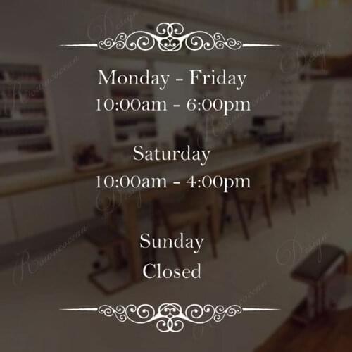 Personalized Business Hours Window Decals Customized Open Close Hours Of Operation Glass Door Stickers Vinyl Shop Decor 4268