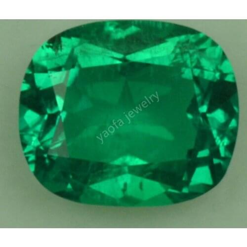 Sale 5A Rectangle Cushion Shape Cut Lab Grown Hydrothermal Columbian Emerald Stone With Minor Cracks and Inclusions Loose Gems