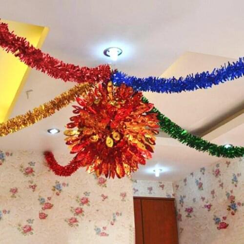 10-20M Christmas Decoration Garland Color Bar Ribbon New Trendy Christmas Tree Ornaments Red Blue Green Cane Tinsel Party Supply