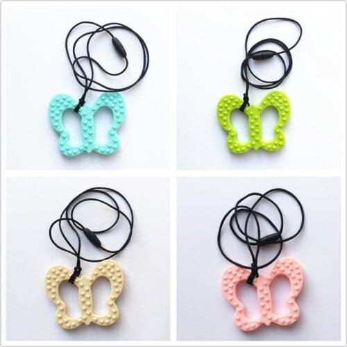 Christmas Gift 5PCS BPA Free Safe Natual Silicone Butterfly Chewable Pendant Nursing Necklace Baby Pacifier Dummy Teether