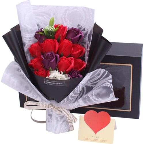 Roses from foamiran with box Soap foam flowers Artificial New Year Gifts for Women Valentines Christmas Bouquet Home Decoration