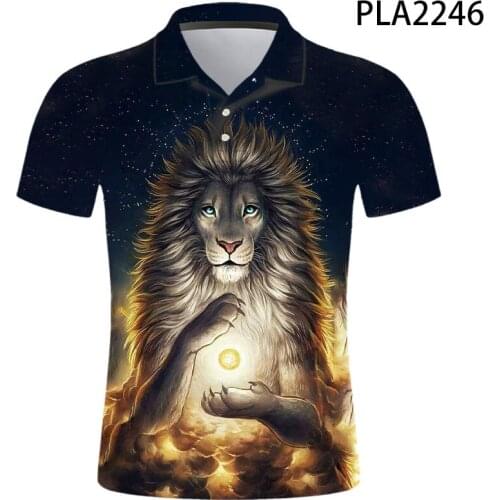 2020 New Lion Animal Ropa De Hombre Fashion Casual Short Sleeve Summer 3D Printed Men Shirts Streetwear Cool Polo Homme