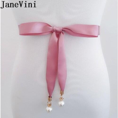 JaneVini Buikband Zwanger Chic Wedding Belt Pearl Ribbon Bridal Dress Belts and Sashes Belly Band Pregnant Bridesmaid Waistband