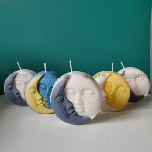 Sun and Moon Face Candle Silicone Mold Craft DIY Soap Mold Handmade Polymer Clay Wax Cake Decoration Tools
