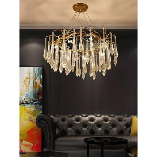 Modern LED Chandeliers 60/80/100cm Crystal Pendant Lamp with Birds Nest Ceiling Plate Living Room Bedroom Hotel Hanging Light
