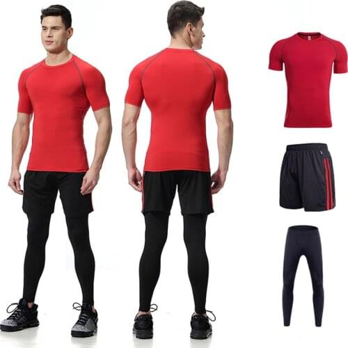 Sports Set Mens Running Sets Basketball Training Suit Exercis Yoga Sets Compression Trackfield Suits Men Elastic Sportswear 3pcs