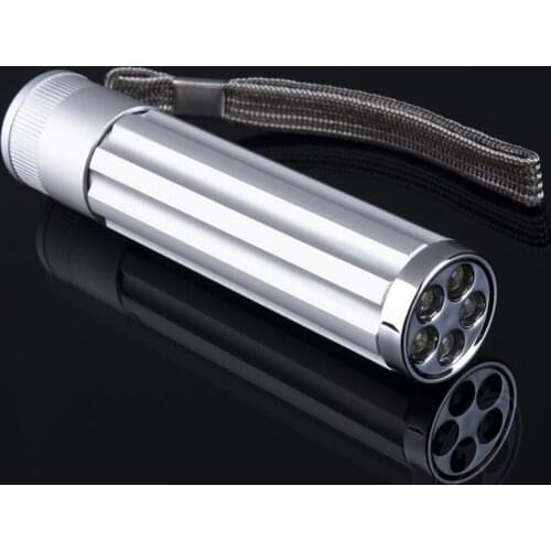 5 LED Ultra Bright Lamp Light Torch Travel Camping Hinking Flashlight Silver