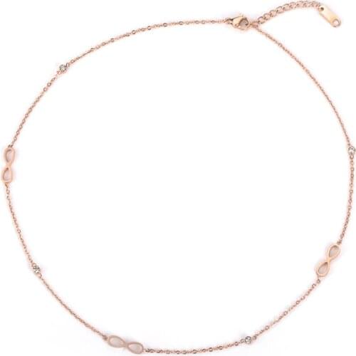 Cubic Zirconia Chain & Link Necklace For Women Stainless Steel Infinity Love Wedding Female Necklace Jewelry N18041