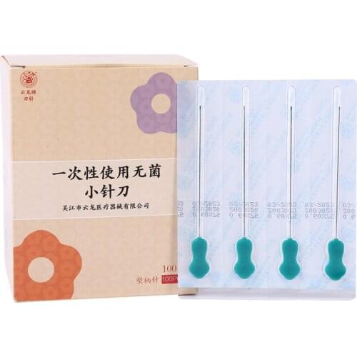 100 pcs yunlong beauty massage thin body needles plastic handle disposable knife needle acupuncture blade needle
