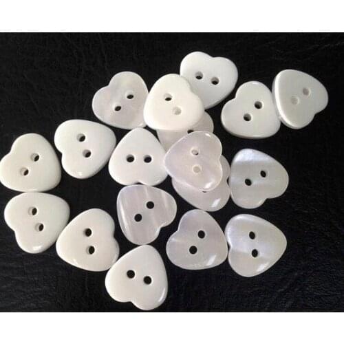 11*10mm 12*11MM 15MM*14MM White Shiny Heart Buttons Resin 2 Holes Baby Sewing Accessories Scrapbooking Embellishments 200pcs