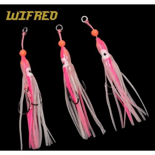 2pcs Soft Squid Fishing Lure Silicone Squid Skirt Bionic Bait With Double Assist Hook Saltwater Fishing Lures With Solid Ring