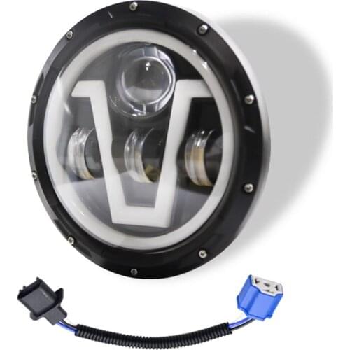 500W 7 Inch IP67 Car LED Round Headlight with High Low Beam DRL Amber Turn Signal Daytime Running Light for Jeep Land Rover