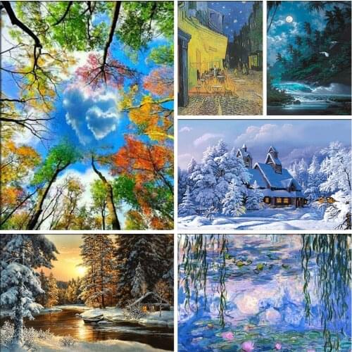 Full Drill landscape Mosaic Round Diamond Painting Diamond Embroidery Cross Stitch Kit Strange View Fine View Diamond Art Gift