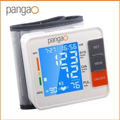 Pangao Wrist Digital Blood Pressure Monitor Automatic Tonometer Meter for Measuring And Pulse Rate Machine Sphygmomanometer