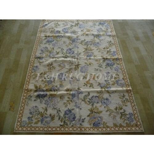 Free Shipping 4'x6' Needlepoint Rugs, Handmade carpet 100% New Zealand Wool Floral design