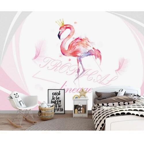 XUE SU Large custom mural wallpaper Nordic abstract hand-painted crown flamingo living room background wall