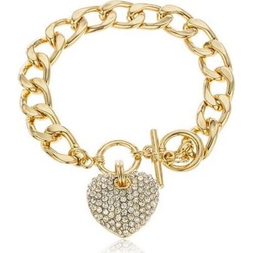 Bracelet Chains Hollow Crystal Heart Golden Pendant Bracelets for Women Fashion Jewelry Accessories Friends Gift Pulseras Mujer