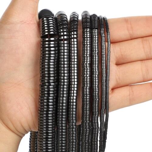 Natural Stone Beads Cylinder Black Hematite Beads Round Loose For Jewelry Making DIY Bracelet Accessories