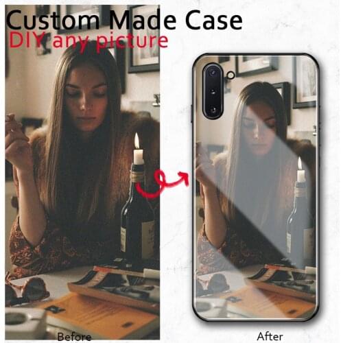 Customized Print Photo DIY glass back Case For Samsung A7 2018 A8 plus 2018 s20 plus S20 ultra A20 A30 A50 A70 custom made gift