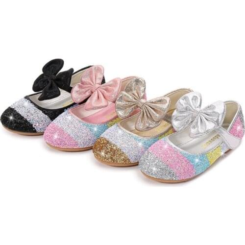 New Girls Princess Shoes Spring Autumn Leather Shoes Childrens Shoes Crystal Soft Bottom Non-Slip Single Shoes Size 24-37