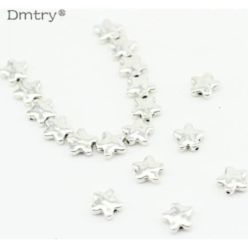 Dmtry 20pcs/lot Wholesale Jewelry Making Antique Silver Color Five Stars Spacers Beads Charms Accessory DIY Handmade LC0217