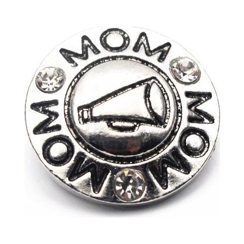 Hot Sale 10pcs/lot Loudspeaker Snap Buttons Crystal MOM Snap Charms Fit 18mm DIY Ginger Snap Bracelets Necklace Jewelry